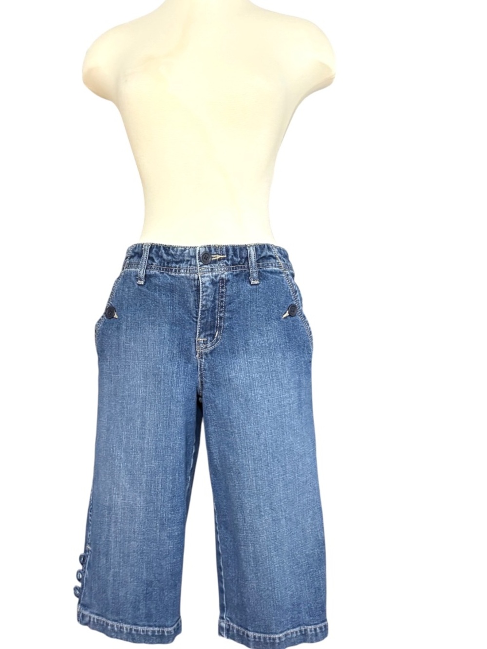 jorts shorts GLORIA VANDERBILT blue cotton jean S knee length vintage sailor